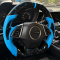 Blue Flakes Forged Carbon Fiber Steering Wheel Fits Chevrolet 2016-2024 Camaro
