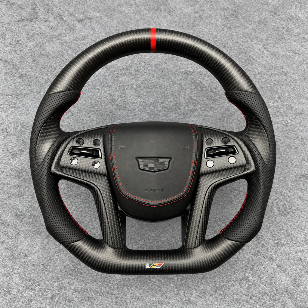 Matte carbon fiber steering wheel fits Cadillac 2015-2020 Escalade / 2013-2019 XTS / 2014-2016 SRX