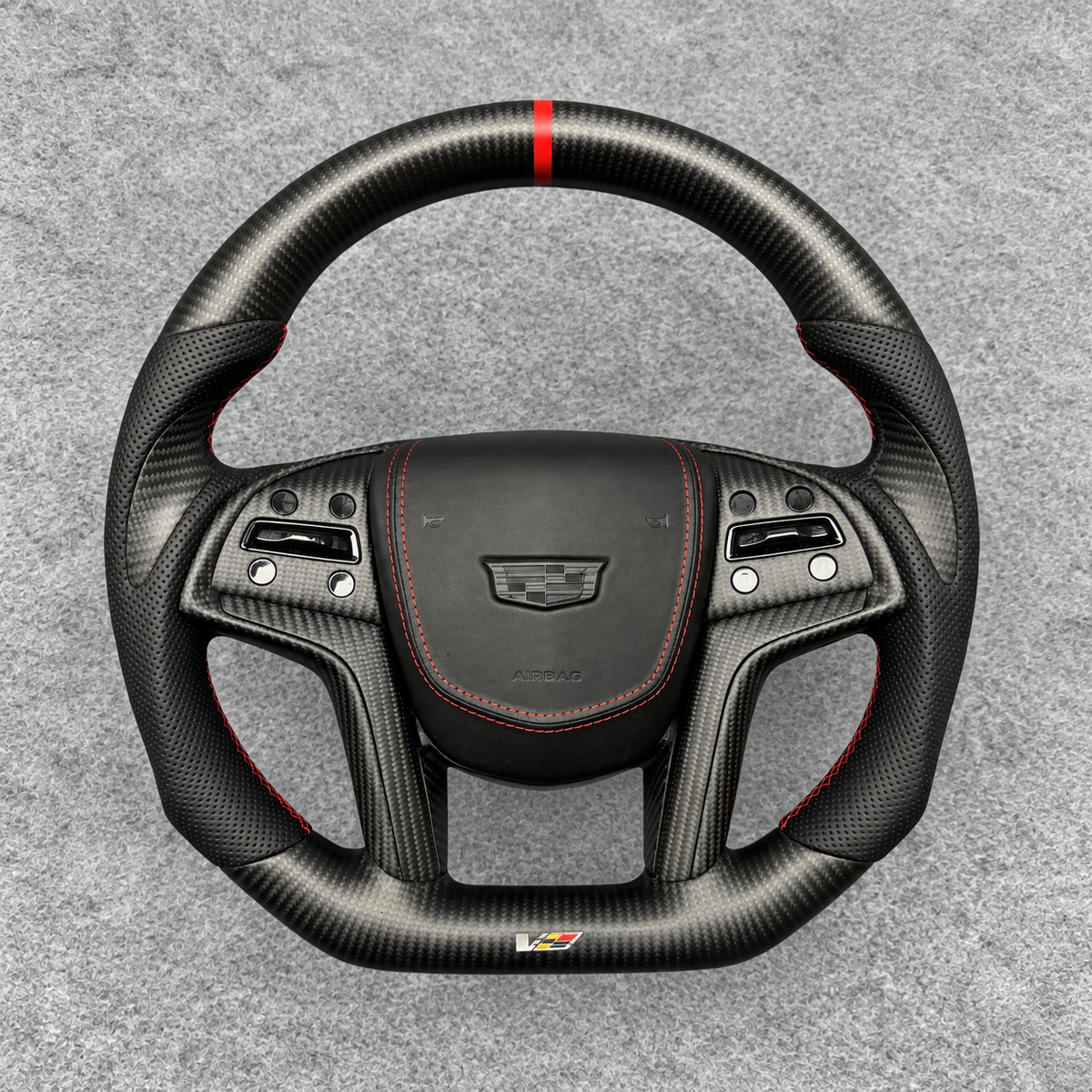 Matte carbon fiber steering wheel fits Cadillac 2015-2020 Escalade / 2013-2019 XTS / 2014-2016 SRX
