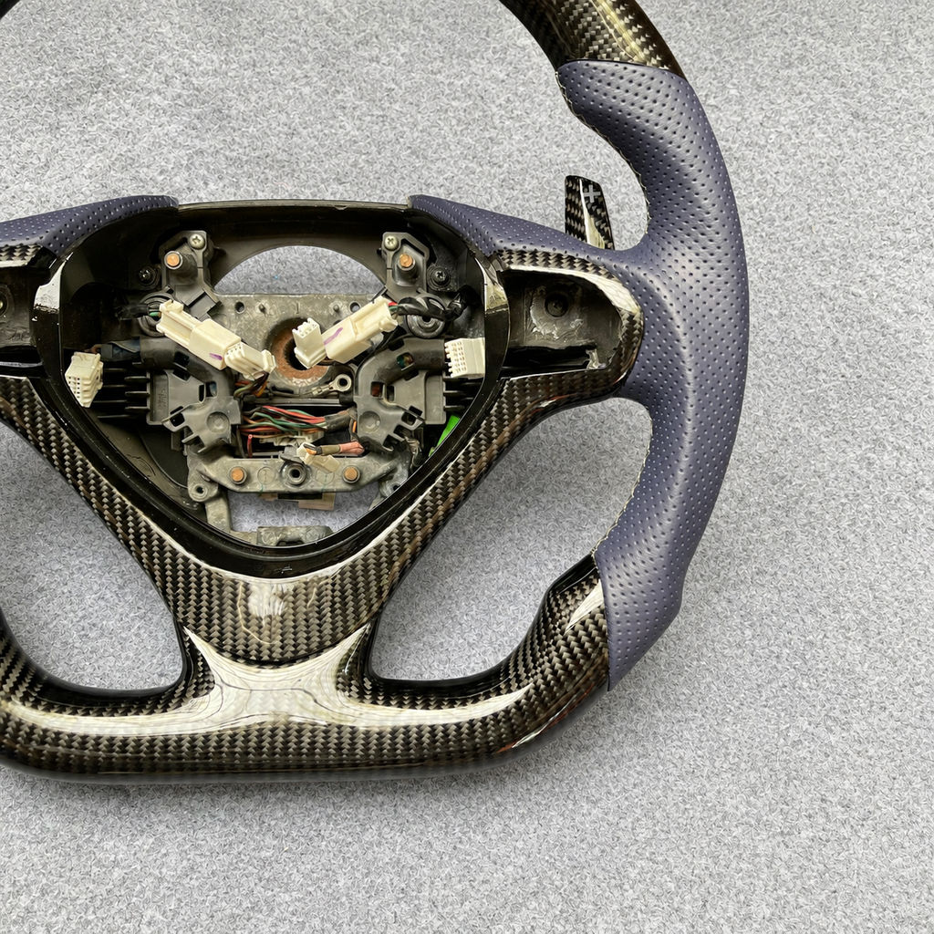 Grey perforated leather carbon fiber steering wheel fits Acura TSX 2009‑2014