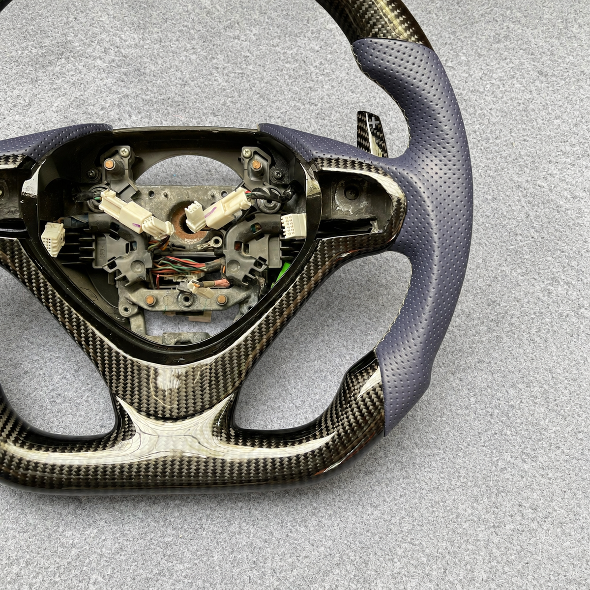 Grey perforated leather carbon fiber steering wheel fits Acura TSX 2009‑2014
