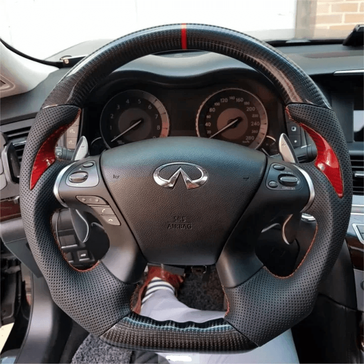 Custom Carbon Fiber Steering Wheel Fits 2013-2022 Infiniti QX60 Q70L / 2011-2019 M25 M35 M37 M56