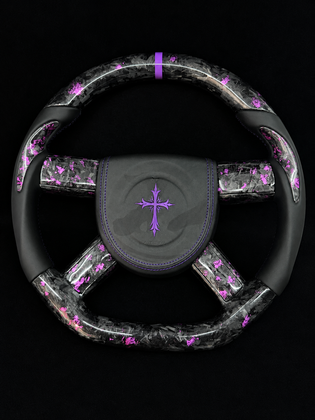 Purple Flakes Forged Carbon Fiber Steering Wheel fits 2005-2010 Chrysler 300 / Dodge 2006-2010 Charger / 2008-2010 Challenger / 2005-2008 Magnum