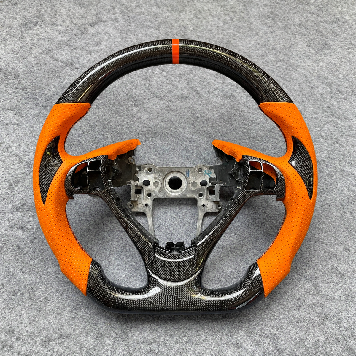Honeycomb carbon fiber steering wheel with orange perforated leather fits Acura TL / ILX RDX