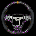 Purple Flakes Forged Carbon Fiber Steering Wheel Fits Cadillac 2015-2019 CTS CTS-V / 2013-2019 ATS ATS-V / 2014-2016 ELR