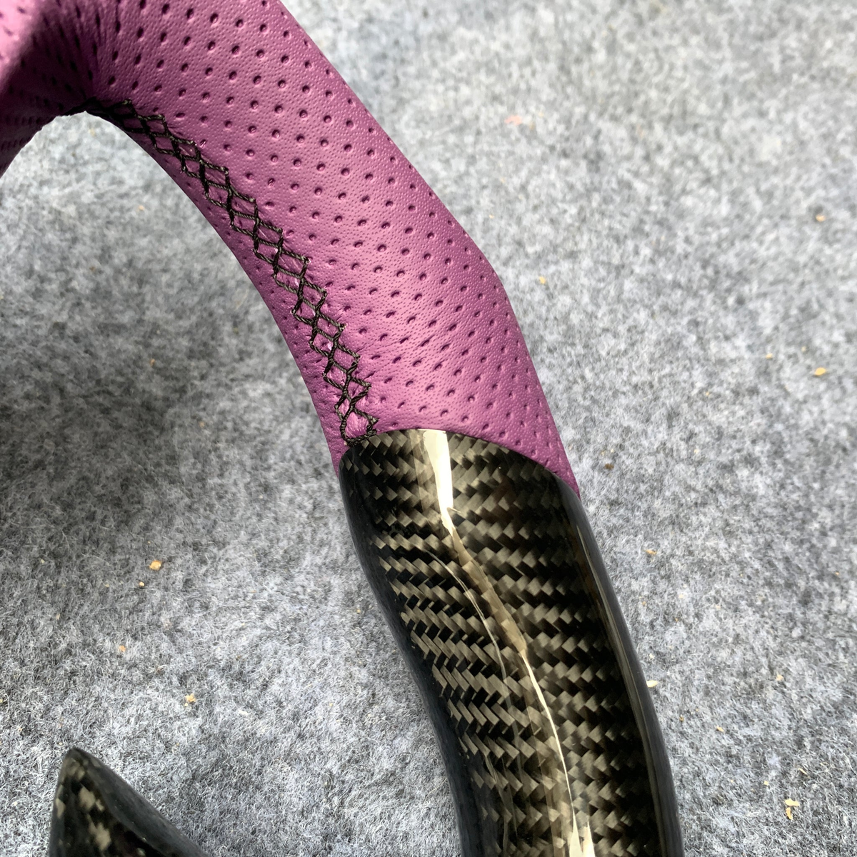 Purple Perforated Leather Carbon Fiber Steering Wheel Fits Infiniti Q50 2013-2017