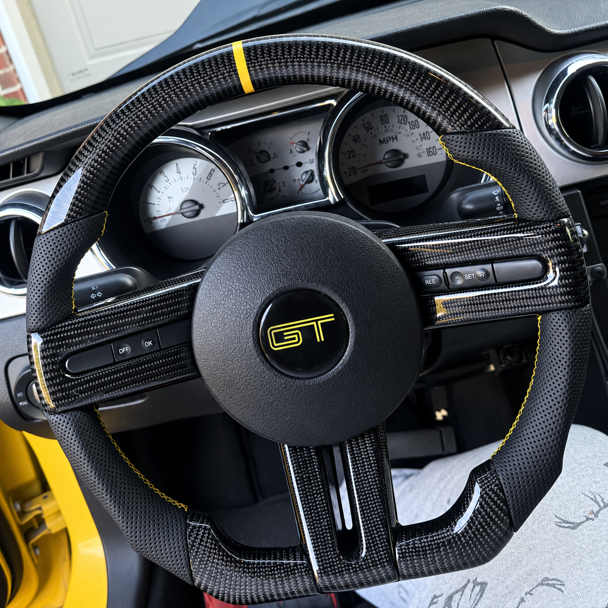 Custom Carbon Fiber Steering Wheel Fits 2005-2009 Ford S197 Mustang