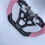 Pink Perforated Leather Carbon Fiber Steering Wheel for 10th Gen Honda Accord