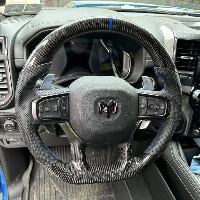 Custom Carbon Fiber Steering Wheel fits 2019-2025 Dodge Ram 1500 2500 3500