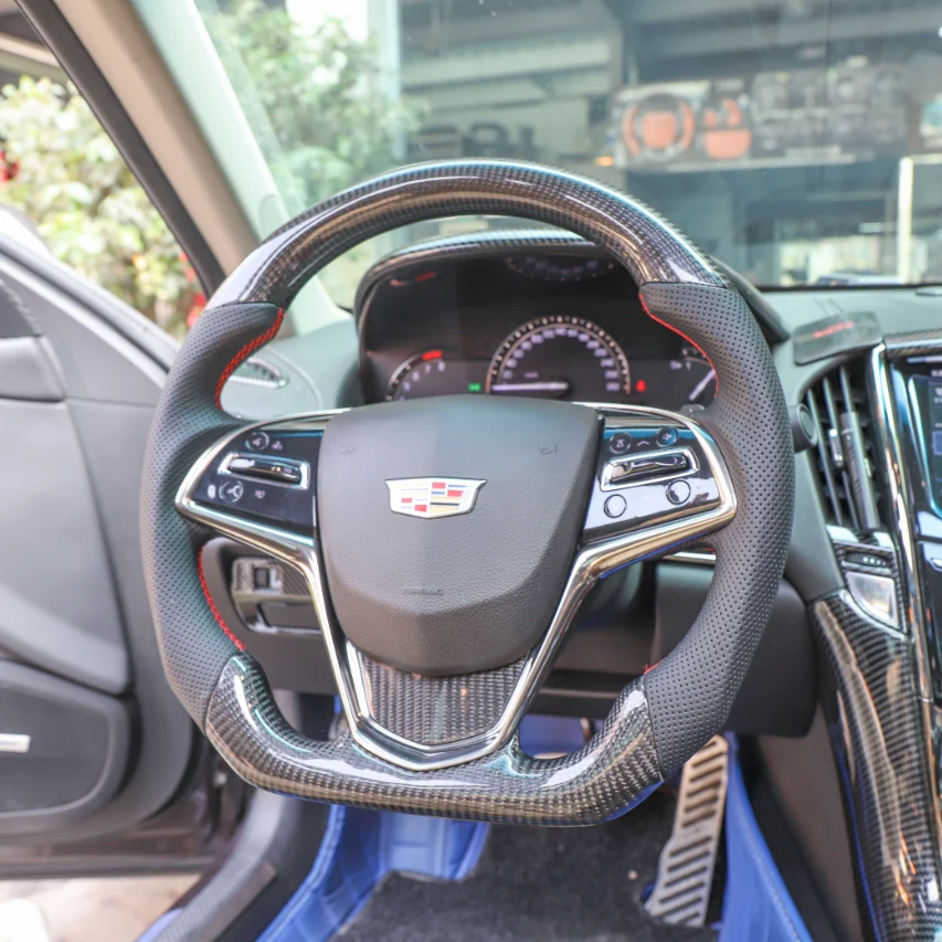 Carbon Fiber Steering Wheel Fits Cadillac 2015-2019 CTS CTS-V / 2013-2019 ATS ATS-V / 2014-2016 ELR