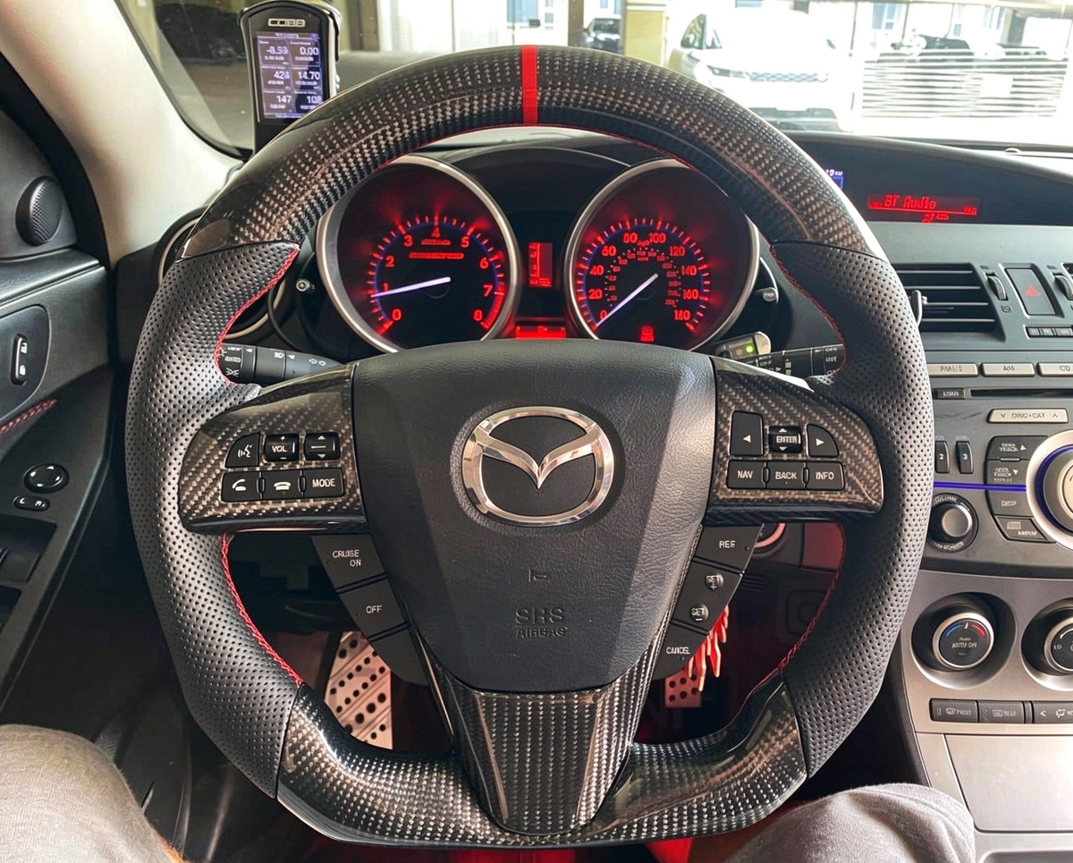 Carbon Fiber Steering Wheel fits 2010-2013 Mazdaspeed3/Mazda3 | LYC Auto Parts