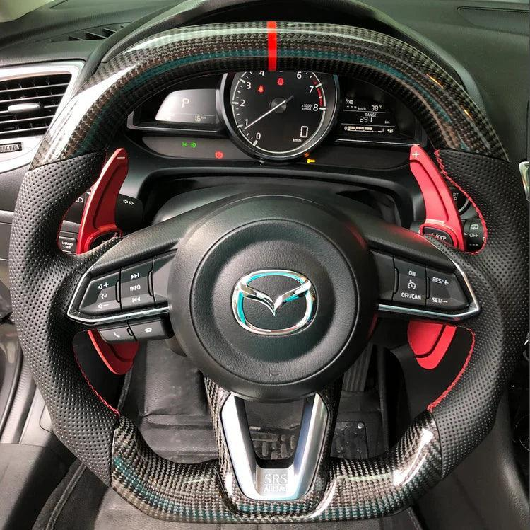 Carbon Fiber Steering Wheel fits Mazda 2 2017-2025 / 2017-2018 Mazda 3 / Mazda 6 2017-2025 / CX-3 2018-2021 / CX-5 2017-2025 / CX-9 2016-2023 | LYC Auto Parts
