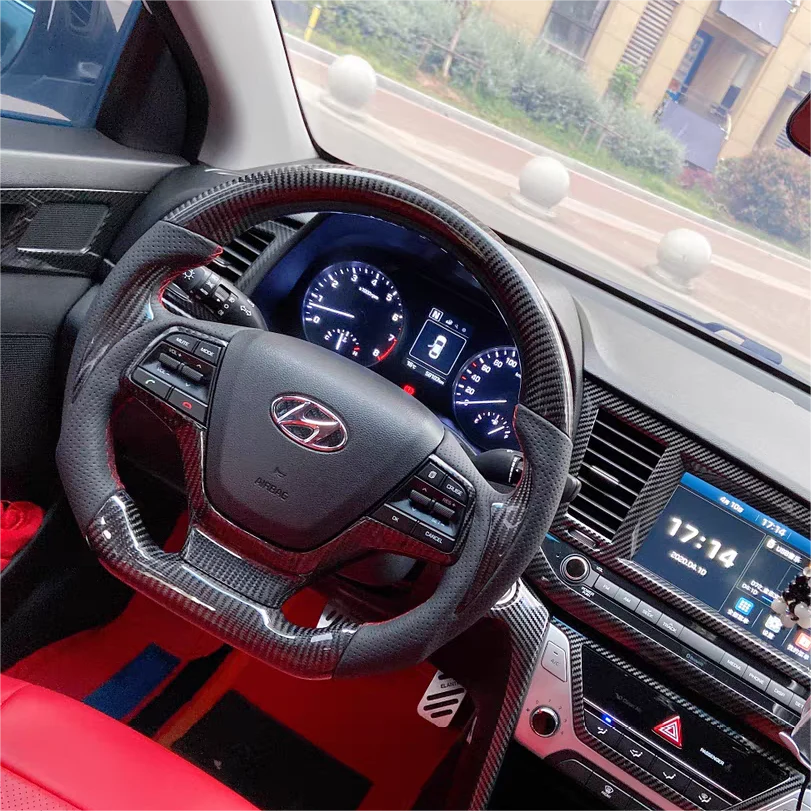 Carbon Fiber Steering Wheel Fits Hyundai 2017–2018 Elantra / 2019–2020 Accent