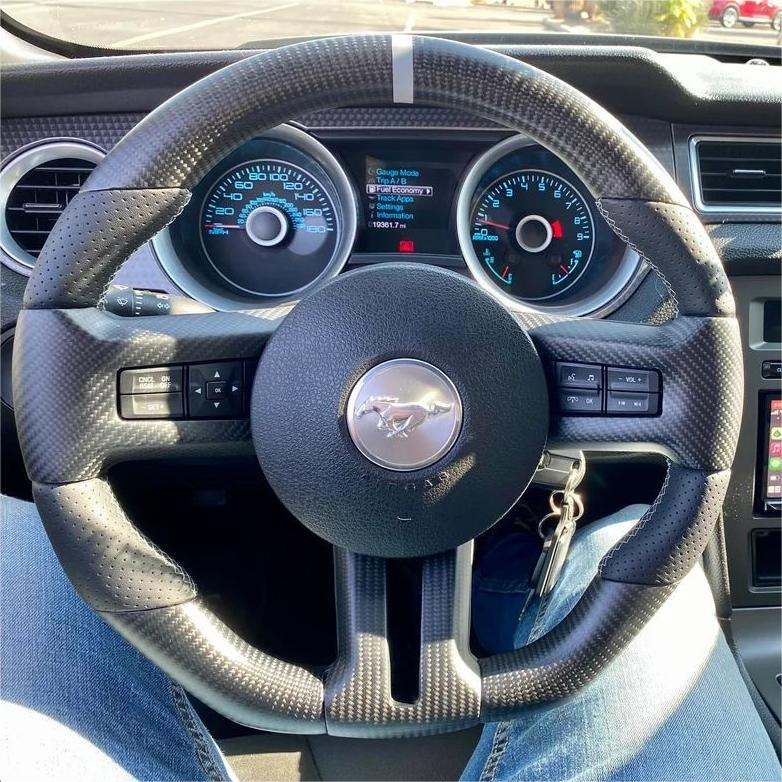 Matte Carbon Fiber Steering Wheel Fits 2010-2014 Ford Mustang