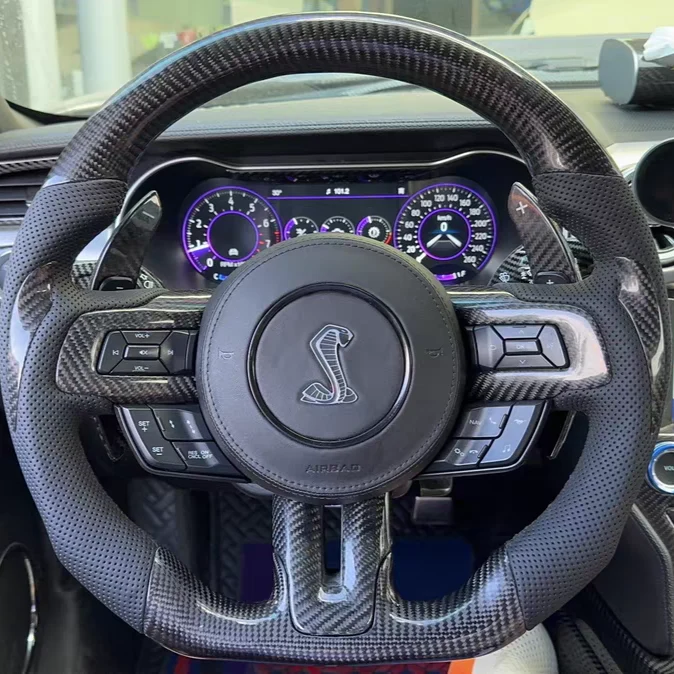 Carbon Fiber Steering Wheel Fits 2015-2017 Ford Mustang
