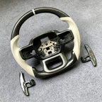 White Alcantara Carbon Fiber Steering Wheel Fits Ford F150 / Raptor (2021-2026)