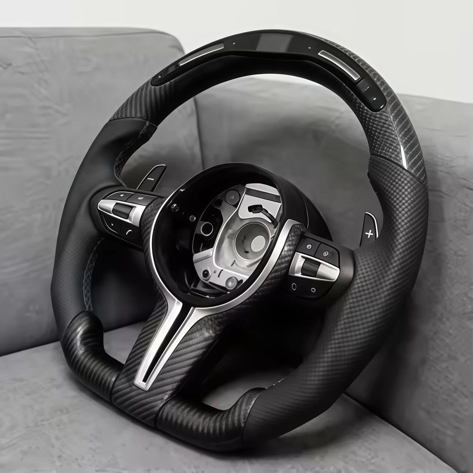 LED Carbon Fiber Steering Wheel Fits BMW 1 Series 3 Series 5 Series 7 Series X5 F15 E70 X6 F16 E71 E60 E90 F20 F10 F30 F32 F36