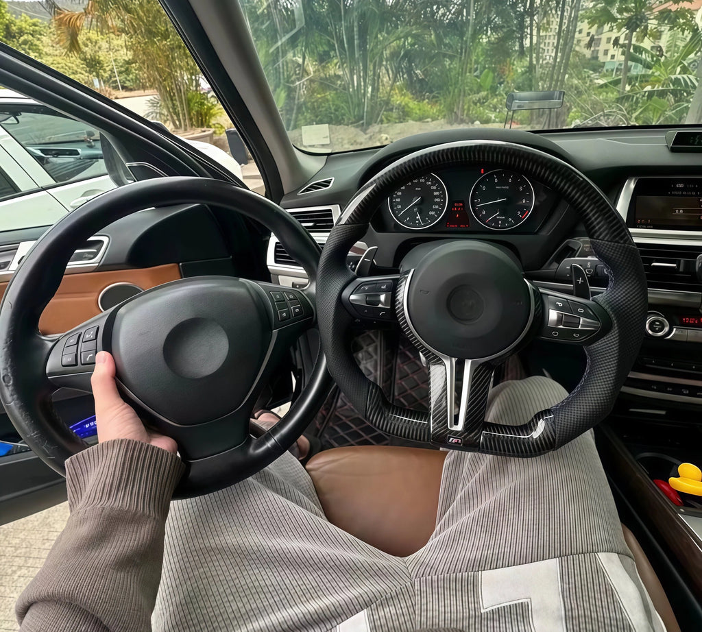 T-Style Carbon Fiber Steering Wheel Assembly for BMW 1/2/3/4/5/6/7 Series, X1-X6, E & F Chassis