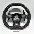 Purple Forged Carbon Fiber Steering Wheel with Alcantara for Audi A3 (8V), A4/A5 (B8/B9), A6/A7 (C7), Q3, Q5, Q7, Q8, S3, S4, S5, RS3, R8