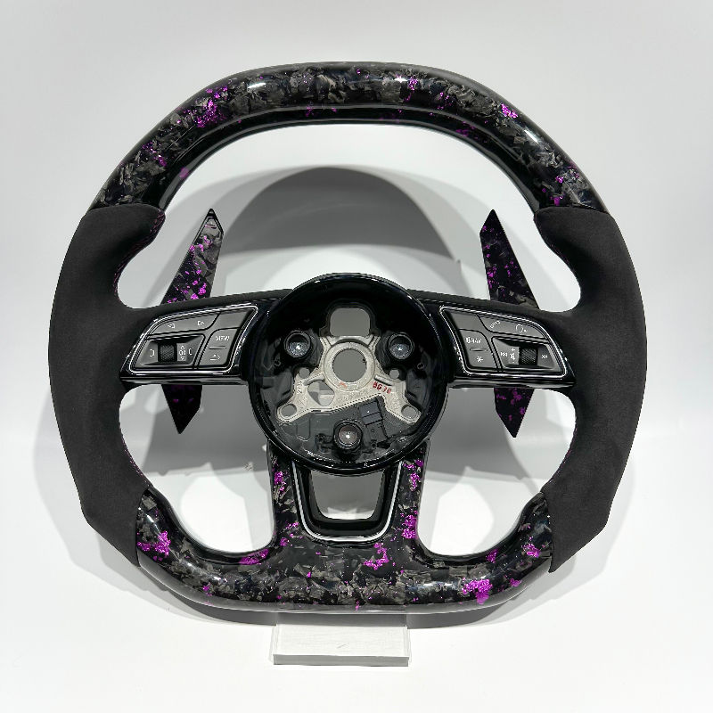 Purple Forged Carbon Fiber Steering Wheel with Alcantara for Audi A3 (8V), A4/A5 (B8/B9), A6/A7 (C7), Q3, Q5, Q7, Q8, S3, S4, S5, RS3, R8