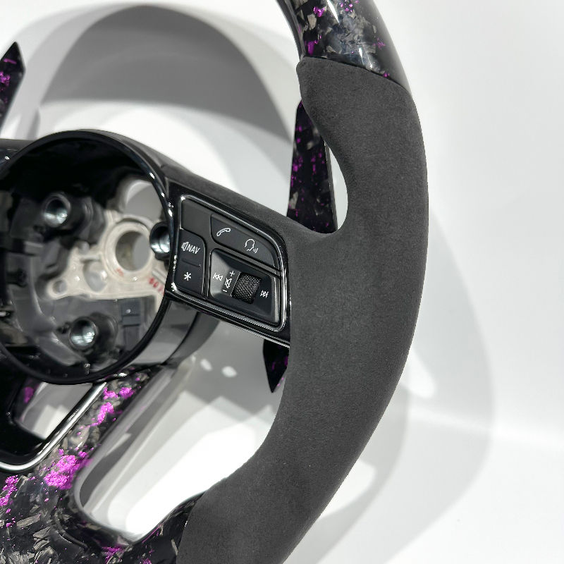 Purple Forged Carbon Fiber Steering Wheel with Alcantara for Audi A3 (8V), A4/A5 (B8/B9), A6/A7 (C7), Q3, Q5, Q7, Q8, S3, S4, S5, RS3, R8
