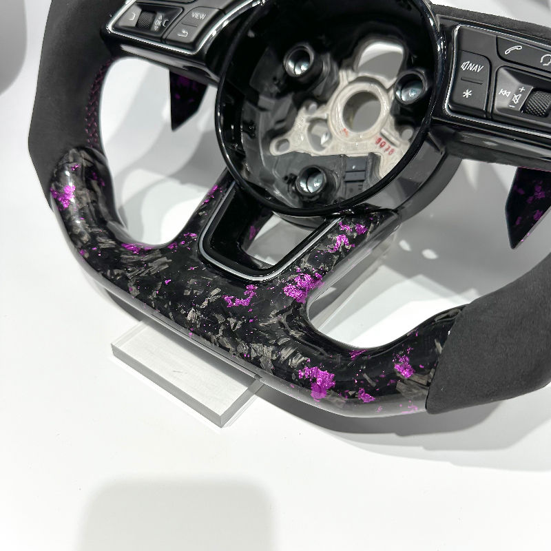 Purple Forged Carbon Fiber Steering Wheel with Alcantara for Audi A3 (8V), A4/A5 (B8/B9), A6/A7 (C7), Q3, Q5, Q7, Q8, S3, S4, S5, RS3, R8