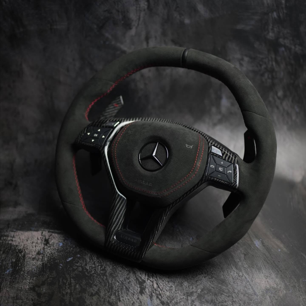 Full Alcantara Carbon Fiber Steering Wheel For 2012 Mercedes-Benz C63 AMG W204