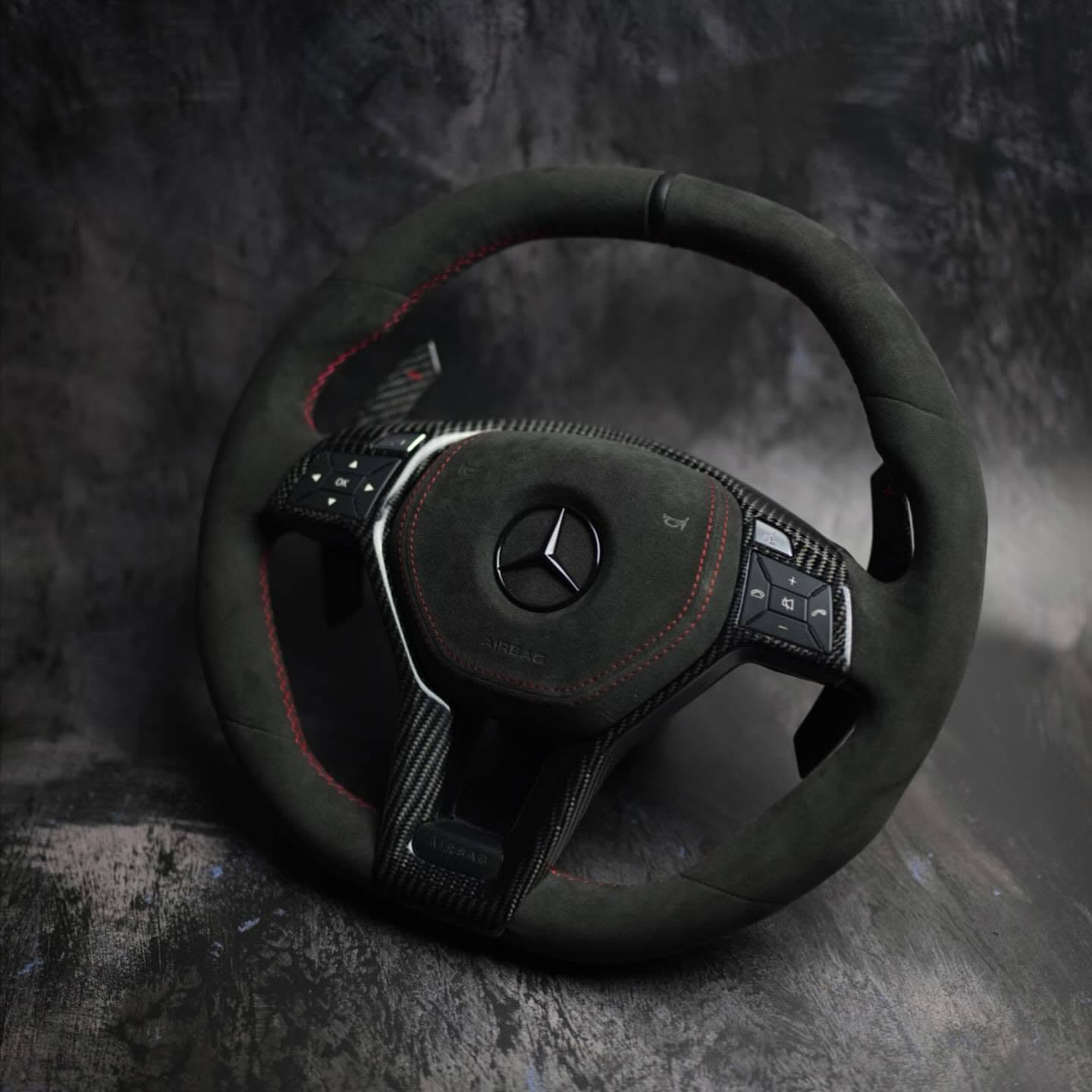 Full Alcantara Carbon Fiber Steering Wheel For 2012 Mercedes-Benz C63 AMG W204
