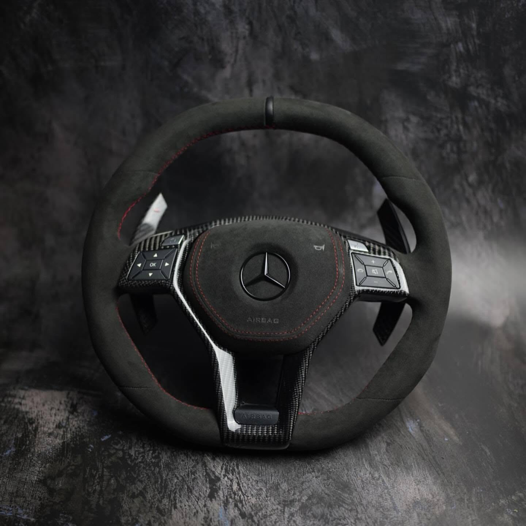 Full Alcantara Carbon Fiber Steering Wheel For 2012 Mercedes-Benz C63 AMG W204