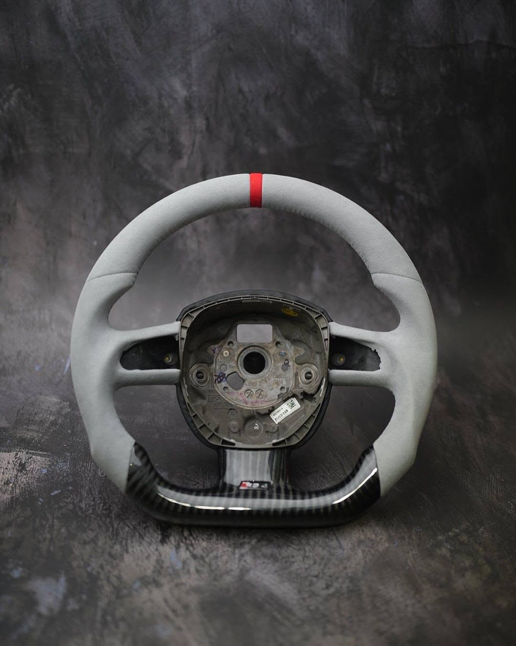 Light Gray Alcantara Carbon Fiber Steering Wheel for Audi RS4 2006-2008