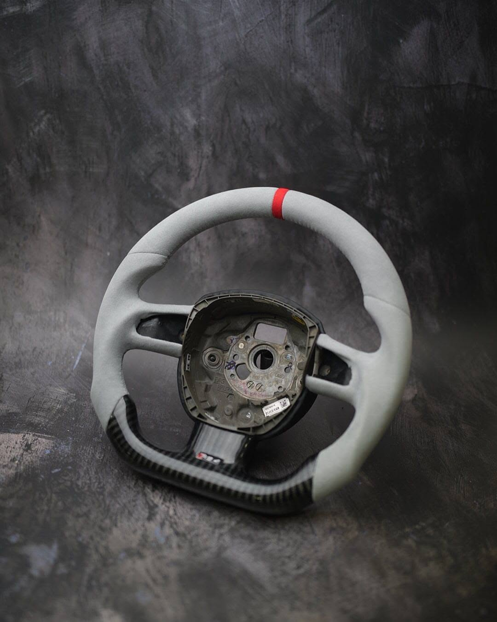 Light Gray Alcantara Carbon Fiber Steering Wheel for Audi RS4 2006-2008