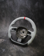 Light Gray Alcantara Carbon Fiber Steering Wheel for Audi RS4 2006-2008