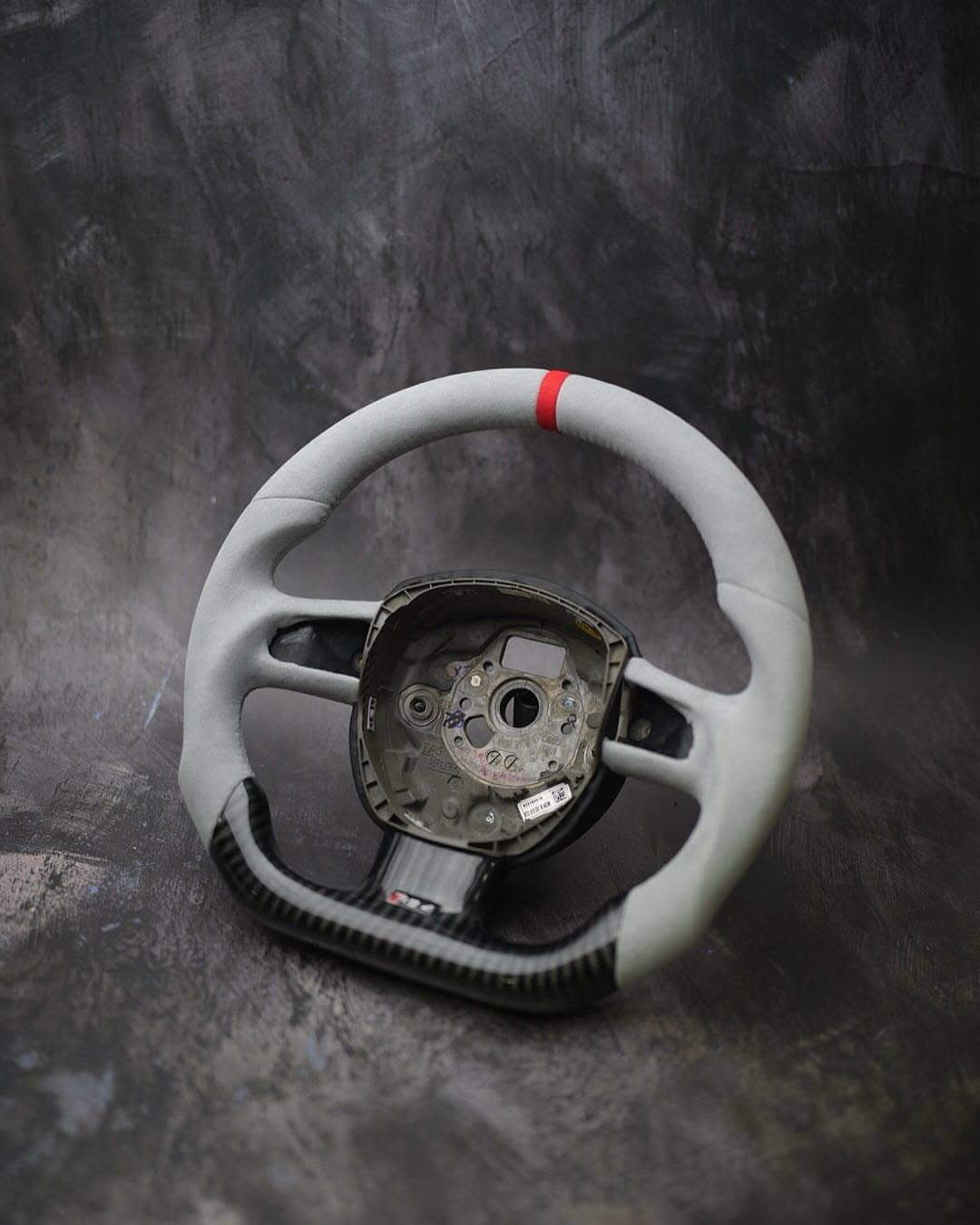 Light Gray Alcantara Carbon Fiber Steering Wheel for Audi RS4 2006-2008