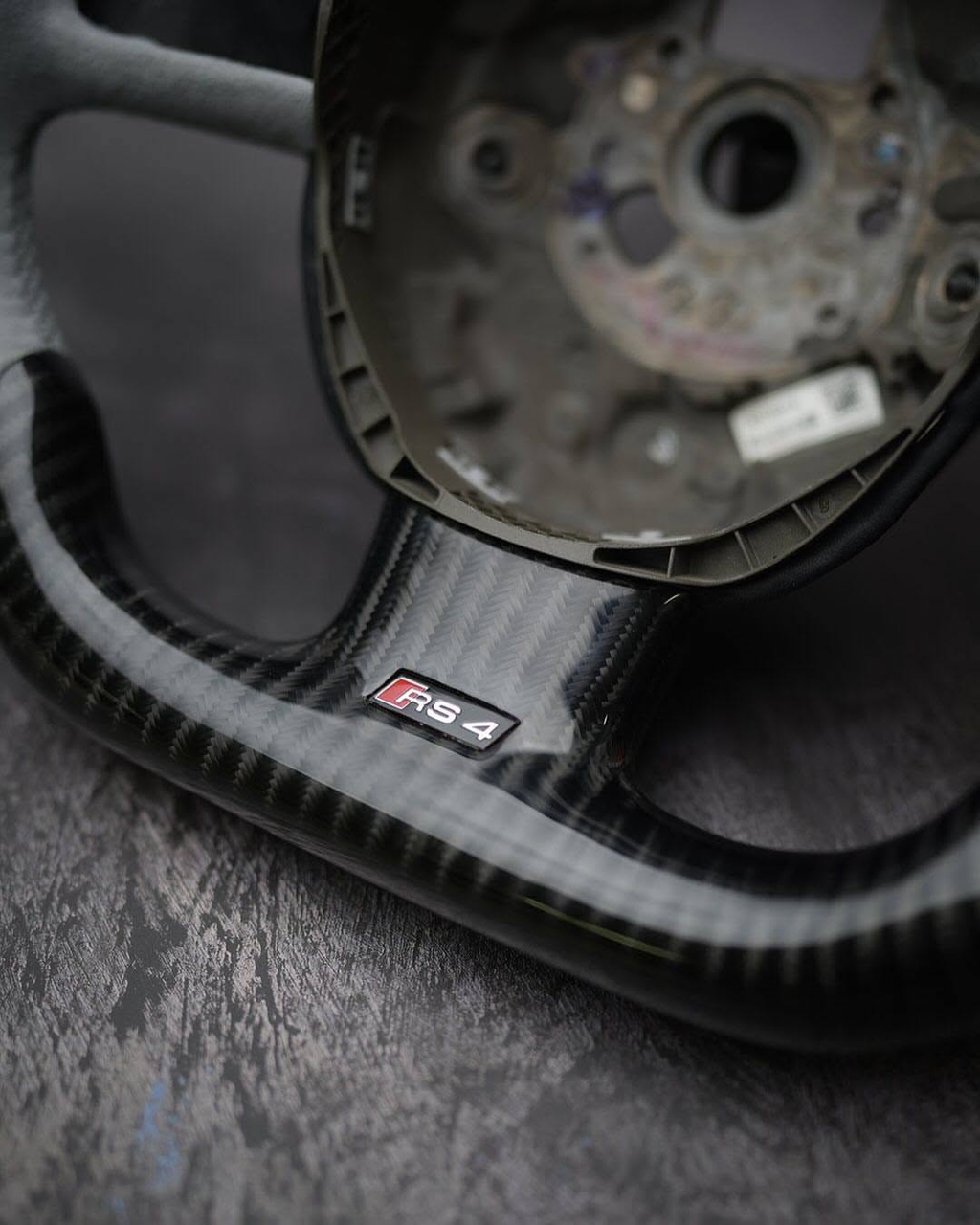 Light Gray Alcantara Carbon Fiber Steering Wheel for Audi RS4 2006-2008