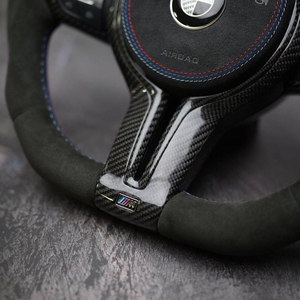 LED Full Alcantara Carbon Fiber Steering Wheel For BMW F80 M3