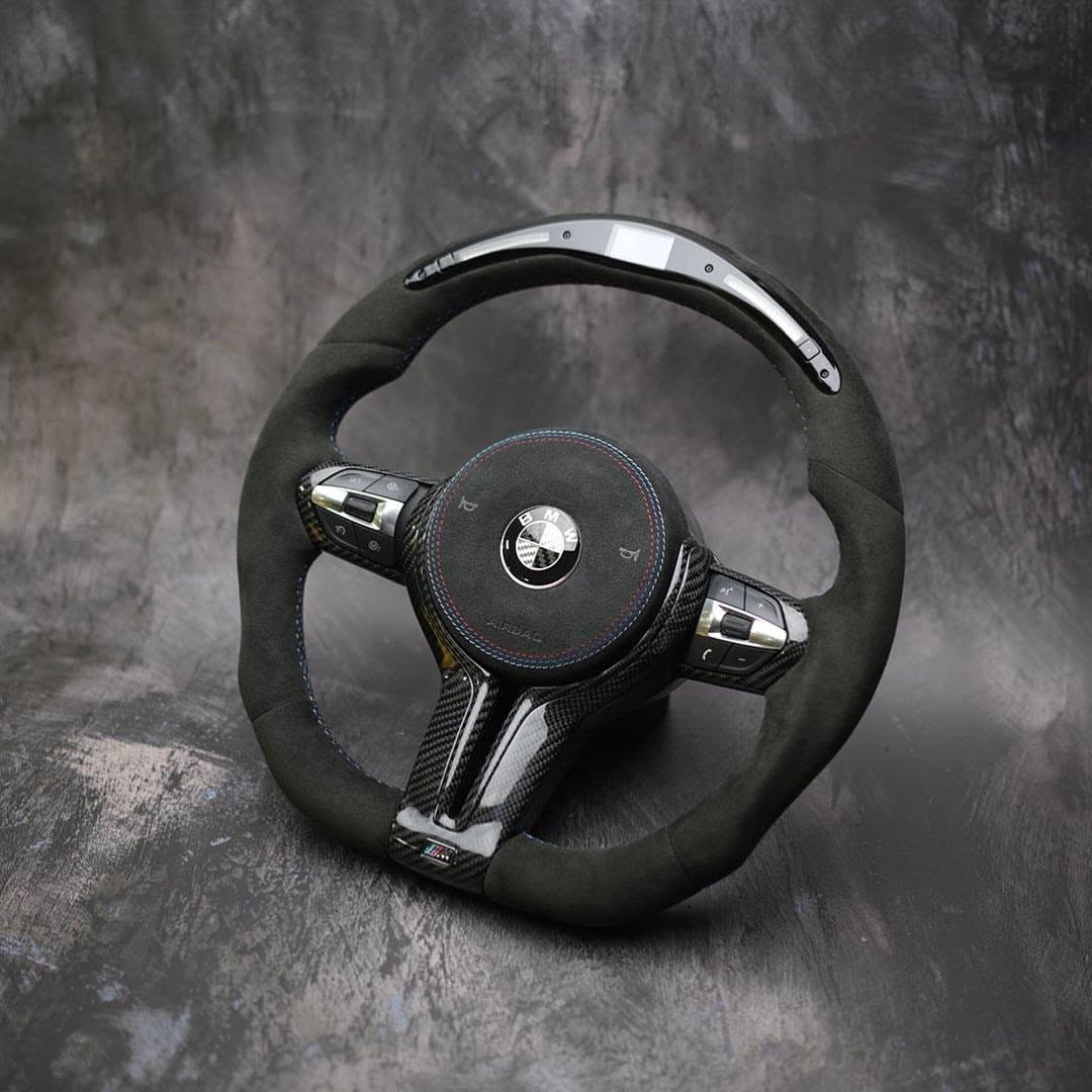 LED Full Alcantara Carbon Fiber Steering Wheel For BMW F80 M3