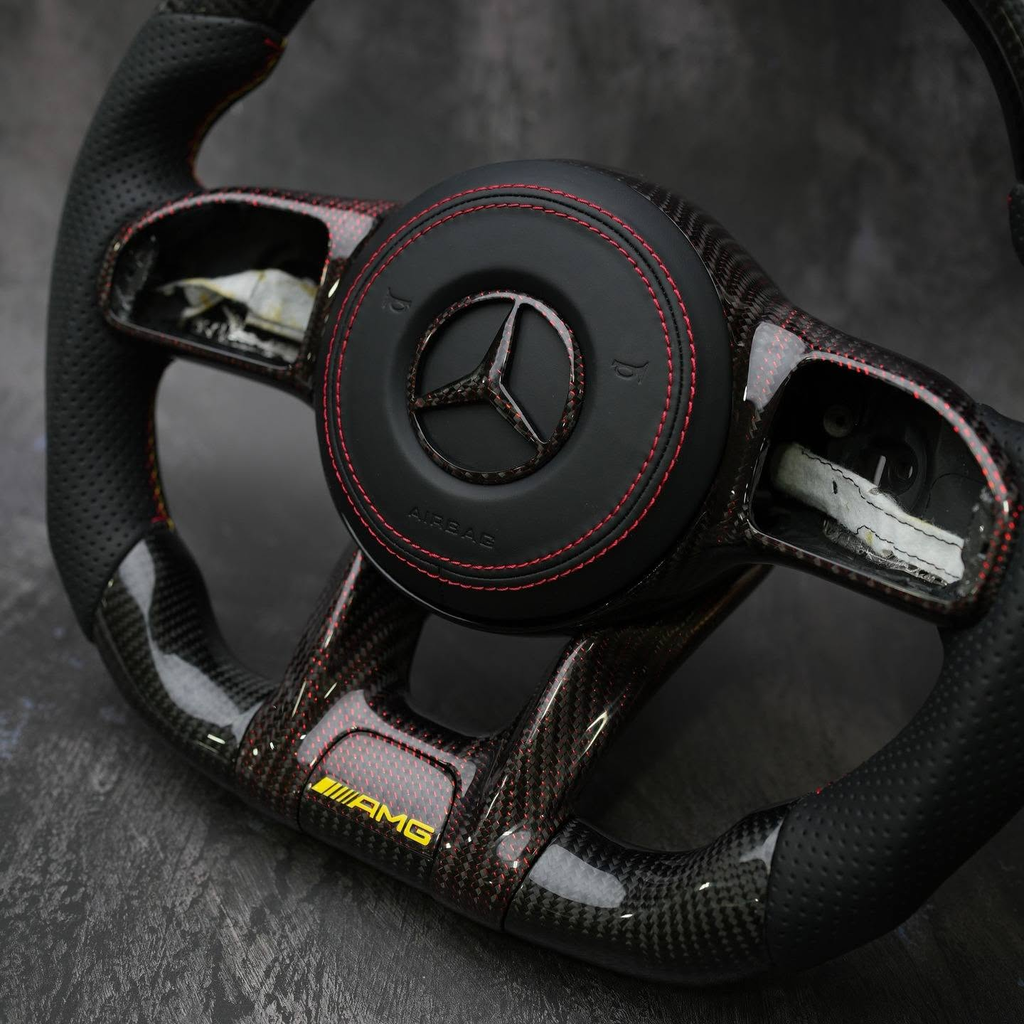 Flat Top Flat Bottom Carbon Fiber Steering Wheel For Mercedes AMG GT 63 2019+