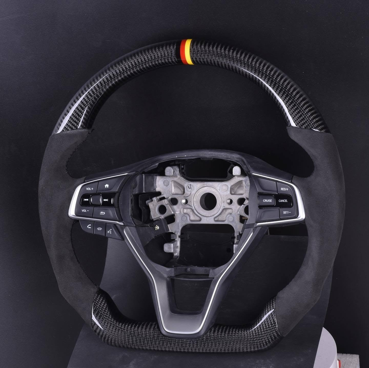 Tri-Color Stripe Carbon Fiber Steering Wheel For 10th Gen Honda Accord