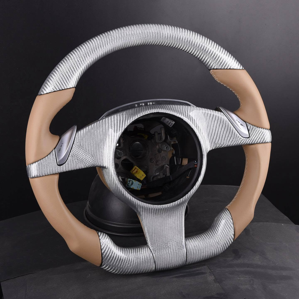 Silver Carbon Fiber Steering Wheel For Porsche Panamera, 911, Cayman, Cayenne