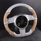 Silver Carbon Fiber Steering Wheel For Porsche Panamera, 911, Cayman, Cayenne