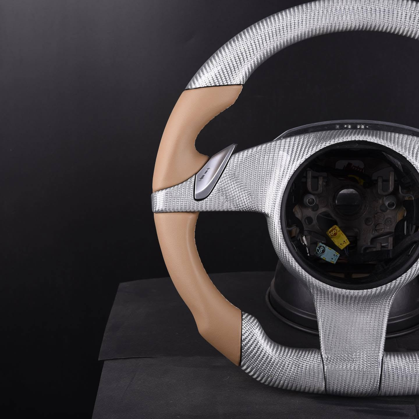 Silver Carbon Fiber Steering Wheel For Porsche Panamera, 911, Cayman, Cayenne