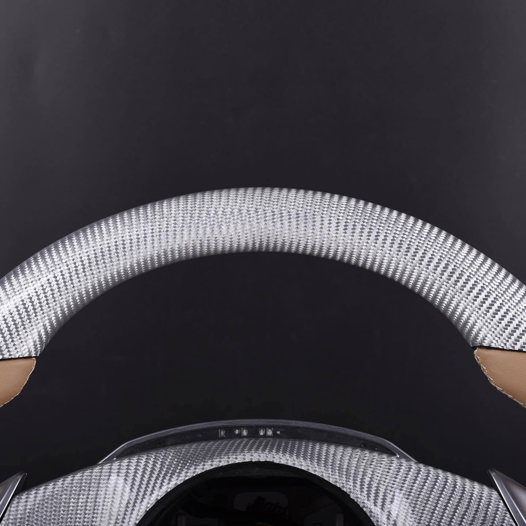 Silver Carbon Fiber Steering Wheel For Porsche Panamera, 911, Cayman, Cayenne