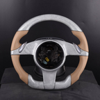 Silver Carbon Fiber Steering Wheel For Porsche Panamera, 911, Cayman, Cayenne