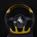 LED Gold Carbon Fiber Steering Wheel For 2013-2018 Audi Q3 Q5