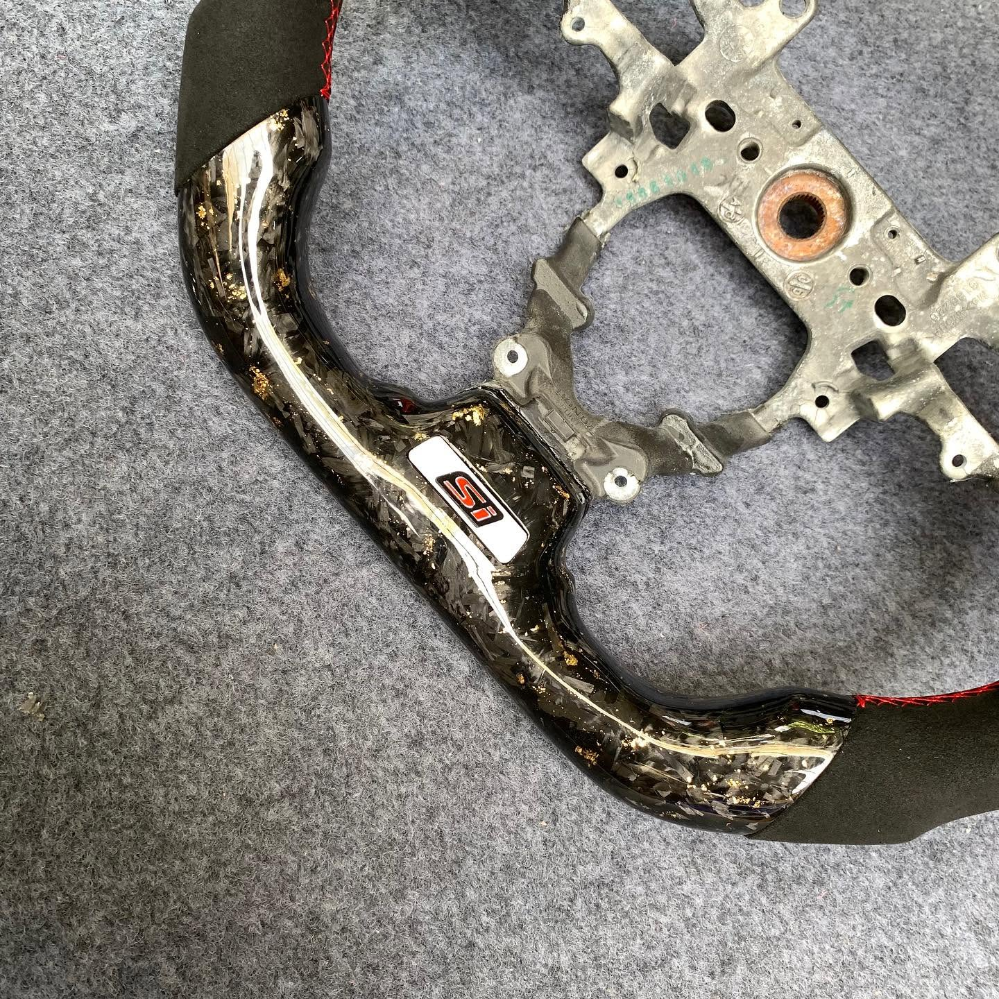 Gold Forged Carbon Fiber Steering Wheel Fits Honda 9th Gen Civic