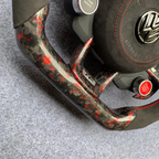 Red Flakes Forged Carbon Fiber Steering Wheel With R8 Style Buttons Fits VW MK7 / MK7.5 GTI R Jetta