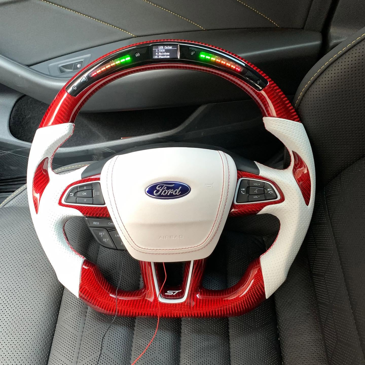 LED Carbon Fiber Steering Wheel for Ford 2015-2018 Focus MK3 RS ST / 2018-2021 EcoSport / 2017-2019 Escape