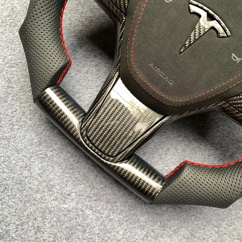 F1 Shape Carbon Fiber Steering Wheel For Tesla Model 3 / Model Y