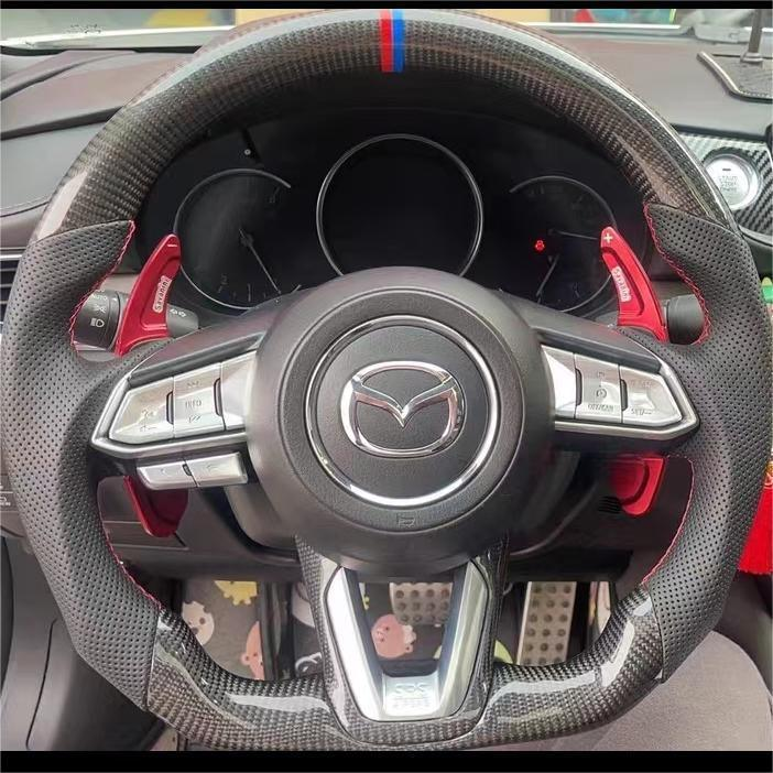 Carbon Fiber Steering Wheel fits Mazda 2 2017-2025 / 2017-2018 Mazda 3 / Mazda 6 2017-2025 / CX-3 2018-2021 / CX-5 2017-2025 / CX-9 2016-2023 | LYC Auto Parts