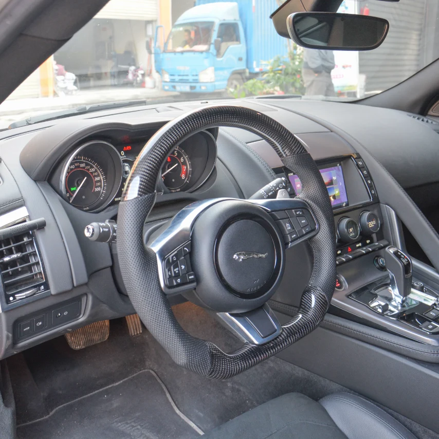 Carbon Fiber Steering Wheel fits Jaguar F-TYPE 2013-2023 / XE 2015-2019 / XF F-PACE 2016-2020 / XFL 2017-2020 / XEL E-PACE 2018-2020